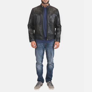 Veste en cuir pour homme en gros à bas prix, logo personnalisé, fournisseur OEM, veste de moto ajustée, vestes de motard en vrac, veste pour homme - Product Image 6