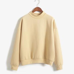 Sudadera con capucha de cuello de manga larga para mujer, sudadera básica de Color sólido, ropa de calle, Moda Para otoño 100%, bordado de algodón - Product Image 5