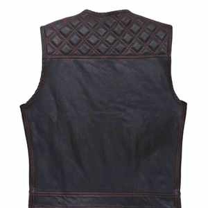 Super calidad suave hombres motocicleta cuero Real grano completo corte chaleco Biker Gilet chaleco - Product Image 4