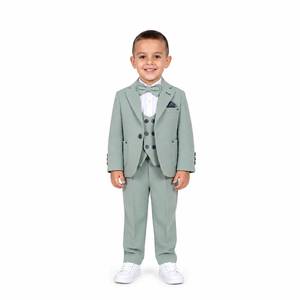 Boys <b>Navy</b> <b>Blue</b> 4-Piece Formal Suit Set with <b>Blazer</b>, Vest, Shirt and Bow Tie 5-8 years - Product Image 1