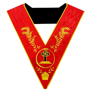 Collier maçonnique 18ème degré, badge en cuir brodé de perles, aimant, design de luxe, Chevalier Rose-Croix, Croix latine, technique à coudre - Product Image 1