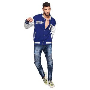 Veste de baseball d'hiver Letterman à col montant brodée en chenille de lycée pour hommes veste longue enduite traitement personnalisé - Product Image 2