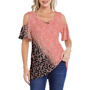Camisas y blusas finas con estampado de corte a la moda para mujer OEM de talla grande, la mejor calidad al por mayor para mujer ODM - Product Image 2