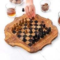 CES échiquier en bois naturel stockage échiquier en bois ensembles d'échecs dans le jeu de dames de backgammon d'échecs pour adultes et