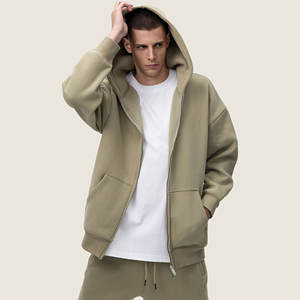 Sudaderas con capucha con cremallera y estampado personalizado de peso pesado de 350G, sudaderas con capucha para hombre, sudaderas con capucha de gran tamaño de lana lisa con doble cremallera en blanco - Product Image 1