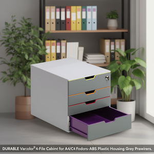 Modern Metal 4-<b>Drawer</b> File Cabinet with Grey ABS <b>Plastic</b> Housing & A4/C4 <b>Storage</b> <b>Drawers</b>-Office Organizer - Product Image 3