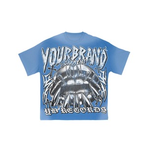 100% Cotton Men's Sun Fade Streetwear Graphic Tees Custom Printed Acid Wash Crew Neck Casual Breathable with <b>Badge</b> Decoration - Product Image 1