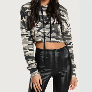 Sudadera con capucha recortada personalizable para mujer, ajuste holgado, OEM estampado de letras, ropa informal bordada de invierno largo, tela tejida - Product Image 5