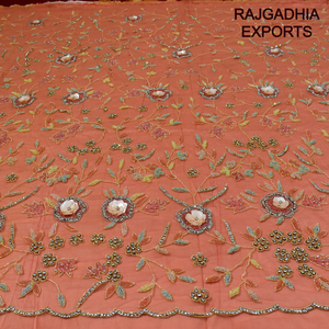 Vàng Đính Cườm Màu Hồng Ren Đào Vải Sang Trọng Top Class Pha Lê Hạt Đính Cườm Ren Vải Phi Vải Ren - Product Image 5