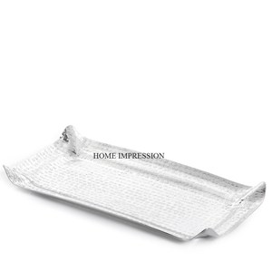 Plateau de service artisanal en aluminium, design moderne, résistant à la chaleur, plaqué or, pour mariage, décoration intérieure, écologique, fait à la main, pour table - Product Image 1