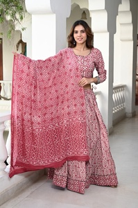 FABRIA Designer Pure Cotton Traditional Hand <b>Block</b> <b>Print</b> Reversible Sun Protection Lehenga Choli Lace Border Pakistani Style All - Product Image 6