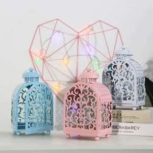 <b>Large</b> Moroccan enamel coated decorative metal <b>lantern</b> perfect for lavish parties hotels restaurants and festive occasions - Product Image 2