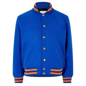 Blouson d'aviateur en cuir de luxe personnalisé support en toile à l'avant imperméable et coupe-vent broderie en chenille fermeture à glissière doublure matelassée - Product Image 1