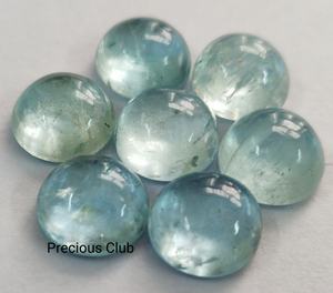 Cabujón redondo de Aguamarina natural de 9mm-Aguamarina suelta Calidad AAA - Product Image 2