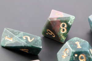 High quality stone blood stone hybrid 10pc dice Gemstone <b>Engraved</b> crystal Custom Dice Set Viking natural Crystal Dice Wholesaler - Product Image 4