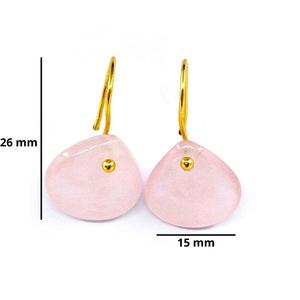 Brillante 925 plata esterlina chapado en oro rosa cuarzo piedras preciosas Moda señoras desgaste pendientes - Product Image 3