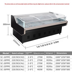 Thực phẩm thương mại hiển thị thịt và cá giết mổ hiển thị tủ lạnh nấu chín thực phẩm hiển thị mát - Product Image 5