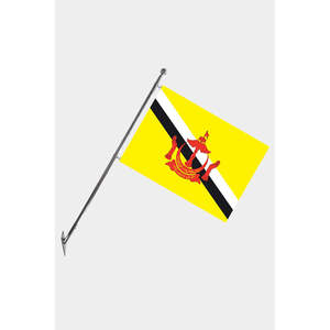 Brunei Wall-Mounted Telescopic Flagpole <b>Set</b> with Digital Printed Polyester Banners - Product Image 1