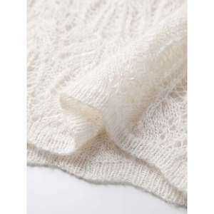 Pull à col roulé en maille ouverte pour femmes, grande taille, manches longues, avec broderie et fermeture éclair - Product Image 3