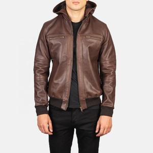 Chaqueta de motorista de piel de oveja Vintage personalizable para hombre, bombardero vaquero bordado de invierno, cierre de cremallera con cuello en V, equitación informal al aire libre - Product Image 1