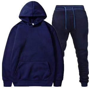 Men's Casual Winter Tracksuit Fleece Breathable Hoodie <b>Trousers</b> <b>Plus</b> Size Two-Piece Set Customized Logo 100% Cotton Elastic - Product Image 4
