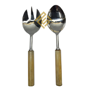 Juego de vajilla de acero inoxidable de lujo personalizable de alta calidad, abridor de diseño personalizado con mango de Metal de resina de hueso de cuerno más vendido - Product Image 5