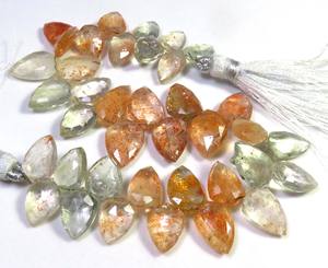 ลูกปัดซันสโตนสีส้มอมเขียวธรรมชาติ ขนาด 7 นิ้ว แบบแฟนซี ขนาด 10.5-14 มม. อเมทิสต์แอฟริกันทรงเหลี่ยมหลายเหลี่ยม มอยส์ซาไนต์ ลูกปัดหลวมสำหรับงาน DIY - Product Image 3