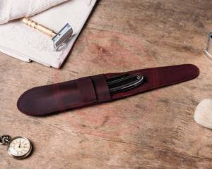 Housse de rasoir en cuir personnalisée pour un usage quotidien \ Étui de rasoir en cuir fait main de qualité supérieure à vendre - Product Image 4