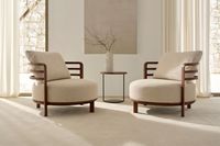 Fauteuil d'appoint moderne rembourré avec accoudoirs, structure en bois, pour salon, espace détente et terrasse d'hôtel