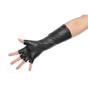 Gants longs en cuir noir mi-longs sans doigts pour femmes, pour soirée, fête ou conduite, fabriqués au Pakistan - Product Image 4