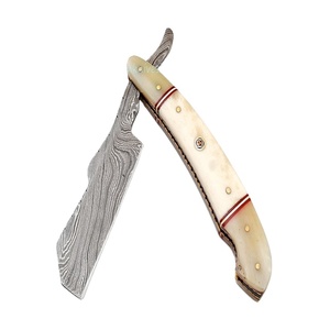 Camel Bone Handle Custom Hand Made Damascus Straight shaving Razor (Rz309) - Product Image 1