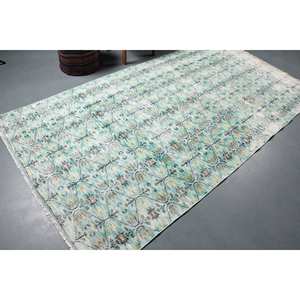 Tapis en laine vert blanc classique moderne 4,9 pieds X 9,1 pieds Motif géométrique abstrait Latex Couloir rectangulaire Design pour grandes pièces - Product Image 2