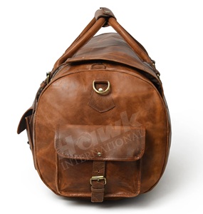 Bolsa de viaje de equipaje de cuero unisex hecha a mano para exteriores, bolsa de lona personalizada para viajes de negocios, venta al por mayor para hombres y mujeres - Product Image 3