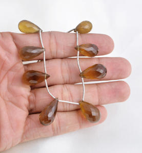 ลูกปัดหยดน้ำควอตซ์สีน้ำผึ้งทรงเหลี่ยม l ลูกปัดหยดน้ำควอตซ์สีน้ำผึ้งทรงเหลี่ยมจากธรรมชาติสำหรับทำเครื่องประดับอัญมณี - Product Image 4