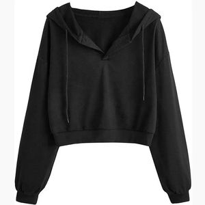 2025 haute qualité Logo personnalisé femmes col en V haut court sweats à capuche en gros femmes sweats à capuche filles porter à capuche - Product Image 4