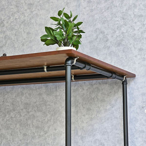 Industrial-Style <b>Extendable</b> <b>Dining</b> <b>Table</b> 140x80cm Rubber <b>Wood</b> Top with Iron Pipe Legs BA68171 Sintered Stone Surface - Product Image 5