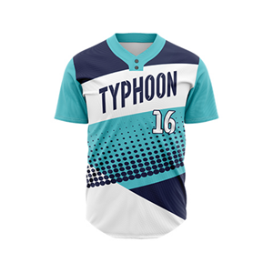Camiseta de Béisbol Sublimada Personalizada al por Mayor con Nombre y Número del Equipo, de Secado Rápido, 100% Poliéster, Manga Corta, 2 Botones, Cuello en V - Product Image 1