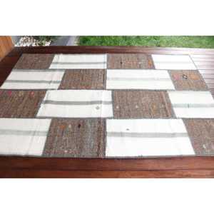 พรมวินเทจขนาด 5x7.7 ฟุต พรมตุรกี พรมลายขาวแบบนามธรรม - Product Image 3