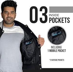 Chaqueta universitaria térmica informal para hombre, ropa de calle fresca, bombardero universitario de cuero para la universidad, ropa de calle versátil para hombre - Product Image 5