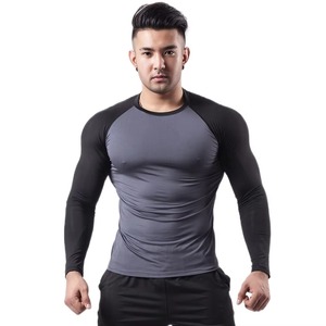 Sergé hommes à manches longues Compression t-shirt athlétique Gym haut d'entraînement pour Fitness entraînement course et vêtements de sport Oem disponible - Product Image 3