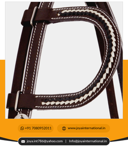 Tachuela de caballo de cuero marrón tejida a mano con brida de una oreja de estilo occidental con productos de caballo únicos plegados de cuero crudo - Product Image 3