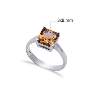 Anillo cuadrado de racimo de sultanita de 8x8mm, que cambia de piedra preciosa Color, Plata de Ley 925 turca hecha a mano con acabado de rodio, venta al por mayor - Product Image 2