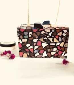 Trending Mirror Diamond Resin Clutch Imitation Pearl Gold Plated Luxury Butterfly Solid Charm Bag Complete Set Women's Wedding - Product Image 4