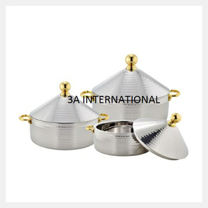 Hot Seller Plaqué Or Finition En Métal Martelé Alimentaire Servir Hotpot Ustensiles De Cuisine Équipement Réchauffeur De Nourriture Pot En Acier Inoxydable - Product Image 4