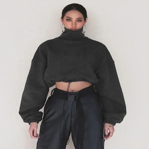 2021 sweat à capuche personnalisé en gros rue oreille cordon sweats sweats à capuche courts femmes sweats à capuche pull - Product Image 4