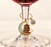 Breloques personnalisées en métal émaillé pour verres à vin, style traditionnel et moderne, Feng Shui, marqueurs de verres personnalisés avec logo, étiquettes de verres à vin de forme personnalisée