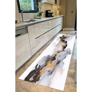 Tapis en marbre gris : Tapis d'appoint contemporain doré scintillant, Tapis imprimé, Tapis en chenille - Product Image 4