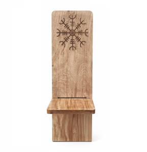 Chaise Viking Portable Personnalisée - Tabouret Pliant en Bois Détachable avec Symbole de Rune Aegishjalmur Sculpté Chaise de Camping Nordique - Product Image 2