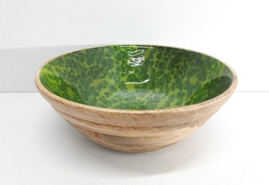 Antique Design Wooden and Meena Work Kitchenware Bowl High Quality Round Shape Solid Wood Tabletop <b>Dinnerware</b> Bowl - Product Image 5