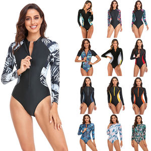 2025 mujeres de una pieza de manga larga Rash Guard transpirable protección UV surf traje de baño ropa - Product Image 1